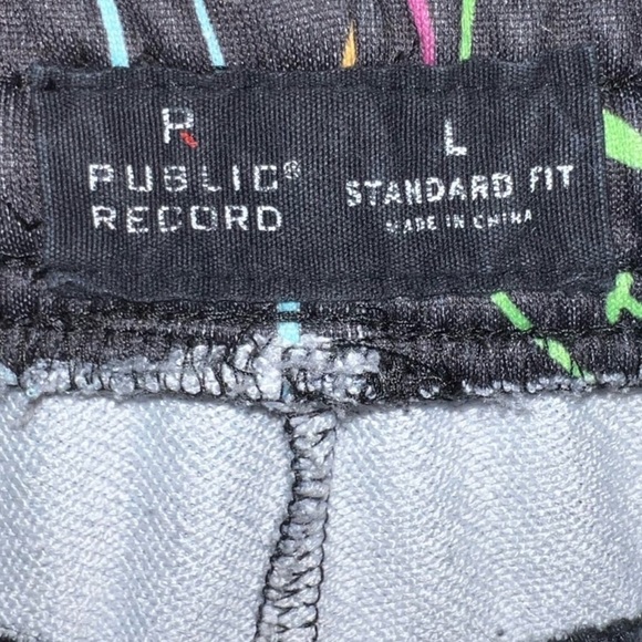 Public Record Pants L Jogger Sweats Smiley Face Graphic Black Neon Activewear - Picture 6 of 13
